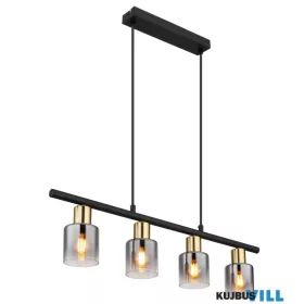   GLOBO 54310-4H HOLLSY Függeszték fém fekete matt, fém aranyszínű matt, füstszínű/á