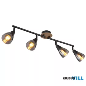   GLOBO 54311-4 MUBBY Spotlámpa matt fekete fém, barna fa, füstszínű  üveg, mozgat