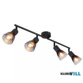   GLOBO 54312-4 SATELLA Fekete matt fém spotlámpa, füstszínű/átlátszó színátmenetes