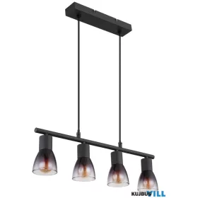   GLOBO 54312-4H SATELLA Függeszték fém fekete matt, üveg füstszínű, átlátsz, kábel P