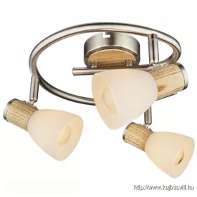   GLOBO 54352-3 GYLFI Spot matt króm, fa, üveg fehér, ø: 420, H:155, exkl. 3xE14