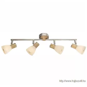   GLOBO 54352-4 GYLFI Spot matt króm, fa, üveg fehér, mozgatható karral, LxH:600x1