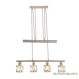   GLOBO 54356-4Z KRIS Függeszték nikkel  matt, króm, üveg-kristály áttetsző, állít
