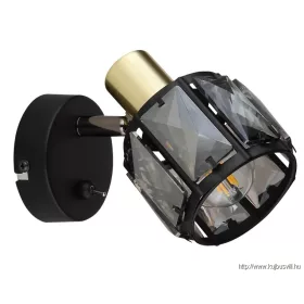   GLOBO 54357-1B INDIANA Spotlámpa matt fekete fém, matt arany színű fém, füst színű