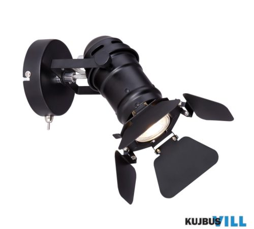 GLOBO 54650-1B EGON Fali lámpa fém fekete mat, billenőkapcsoló, fóliasoros spotlámpa, mozgatható szárnyak, SzxM: 160x215mm, Mélység: 245mm, izzó nélkül 1x GU10