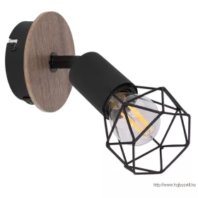   GLOBO 54802S-1H XARA I Spotlámpa fekete fém, barna fa betéttel. SZxM:100x165, AL:17