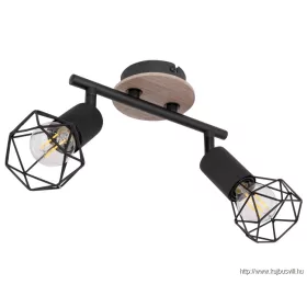   GLOBO 54802S-2H XARA I Spotlámpa fekete fém, barna fa betéttel. HxSZxM:220x100x180,