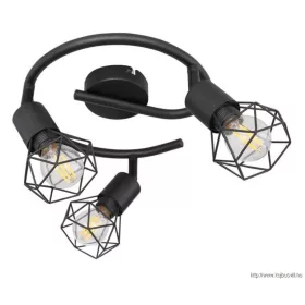   GLOBO 54802S-3 XARA I Spotlámpa fém, fekete, fekete fém rács búrával. Ø:230, H:180