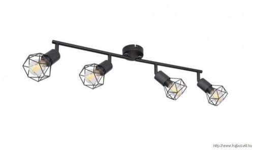 GLOBO 54802S-4 XARA I Spotlámpa fém fekete, fekete fém rács búrával. HxSZxM:600x80