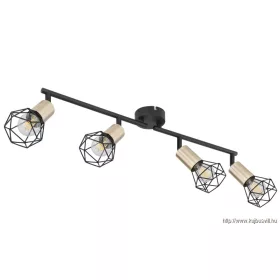  GLOBO 54802S-4AB XARA I Spotlámpa fém fekete- sárgaréz színben, fém drót búrával. Hx