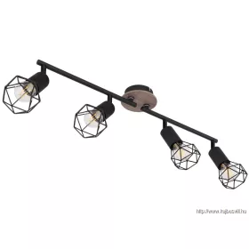   GLOBO 54802S-4H XARA I Spotlámpa fekete fém, barna fa betéttel. HxSzxM: 600x100x215