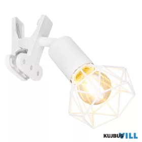  GLOBO 54802WK XARA I Csiptetős spotlámpa fém matt fehér, műanyag, fémháló matt fe