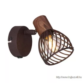   GLOBO 54817-1 ISABELLE Spot fém rozsdabarna sötét fa megjelenésű betéttel. BxH:80x1