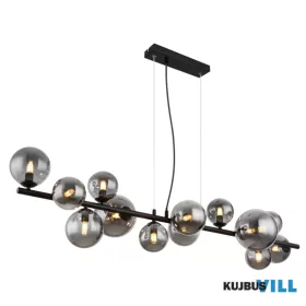   GLOBO 56133-13H RIHA Függeszték  fém matt fekete, füstszínű üveg, kábel PVC átlát