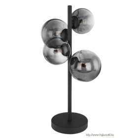   GLOBO 56133-4T RIHA Asztali lámpa fém fekete váz, füstszínű búrával. Búra mérete