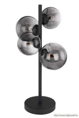 GLOBO 56133-4T RIHA Asztali lámpa fém fekete váz, füstszínű búrával. Búra méretek: 2x12cm, 2x10cm, tartozék: 10676 LED L