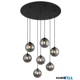   GLOBO 56133-7H RIHA Függeszték fém fekete matt, füstszínű üveg gömbök, fekete PV