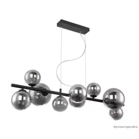   GLOBO 56133-9H RIHA Függeszték fém fekete váz, füstszínű búrával. Búra méretek: