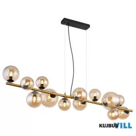   GLOBO 56135-13H RIHA Függeszték  fém matt fekete, fém matt sárgaréz, üveg borosty