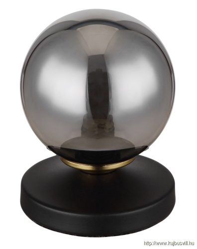 GLOBO 56136T JORGE Asztali lámpa fém fekete matt, sárgaréz matt, füstölt üveg, kábel PVC fekete, billenőkapcsoló a kábe
