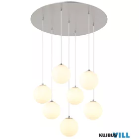   GLOBO 56140-7H RIHA Függeszték fém nikkel matt, fehér színű üveg gömbök, fekete