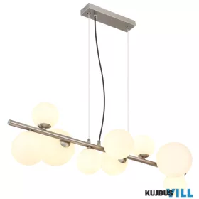   GLOBO 56140-9H RIHA Függeszték  fém matt nikkel, üveg fehér, kábel PVC átlátszó,