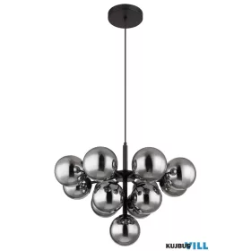   GLOBO 56143-13 GRAPPY Függeszték fém fekete matt, füstszínű üveg gömbök, fekete te