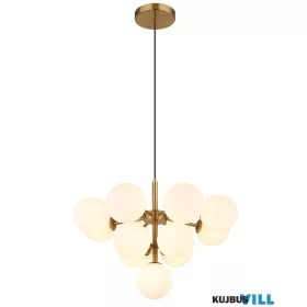   GLOBO 56143-13G GRAPPY Függeszték fém aranyszínű matt, fehér színű üveg gömbök, fek