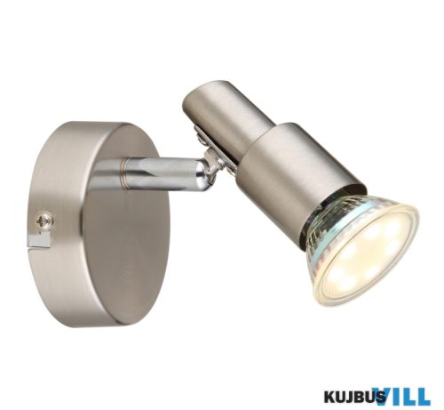 GLOBO 57385-1 KINLEY Fali lámpa, LED reflektor, fém nikkel matt, fém krómozott, SzxM: 80x78mm, Mélység: 95mm, 1x GU10 LED 3W 230V izzóval, 250lm forrás, 250lm k