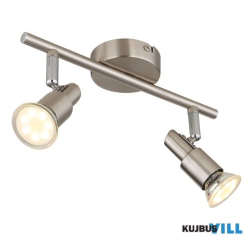 GLOBO 57385-2 KINLEY Fali lámpa, LED reflektor, fém nikkel matt, fém krómozott, HxSzxM: 270x80x110mm, 2x GU10 LED 3W 230V izzókkal, 250lm forrás, 250lm kimenet,