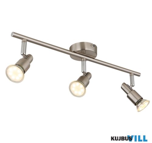GLOBO 57385-3 KINLEY Mennyezeti lámpa, LED reflektor, fém nikkel matt, fém krómozott, HxSzxM: 470x80x110mm, 3x GU10 LED 3W 230V izzókkal, 250lm forrás, 250lm ki