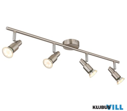 GLOBO 57385-4 KINLEY Mennyezeti lámpa, LED reflektor, fém nikkel matt, fém krómozott, HxSzxM: 670x80x110mm, 4x GU10 LED 3W 230V izzókkal, 250lm forrás, 250lm ki