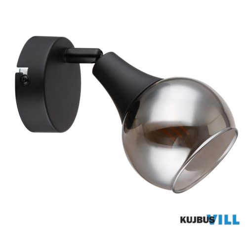 GLOBO 57904-1 GLYPTAR Spotlámpa fém fekete matt, füstszínű üveg, SzxM: 90x140mm, M