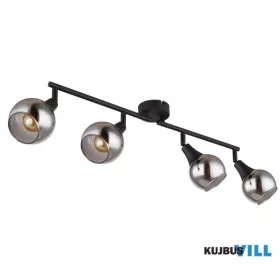   GLOBO 57904-4 GLYPTAR Spotlámpa fém fekete matt, füstszínű üveg, mozgatható, HxSzx