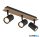 GLOBO 57905-3 LINCA Mennyezeti lámpa, fekete matt fém spotlámpa, sötét fa mintázatú MDF, HxSzxM: 410x60x152mm, 3x GU10 35W 230V izzók nélkül