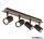 GLOBO 57905-4 LINCA Mennyezeti lámpa, fekete matt fém spotlámpa, sötét fa mintázatú MDF, HxSzxM: 500x60x151mm, 4x GU10 35W 230V izzók nélkül