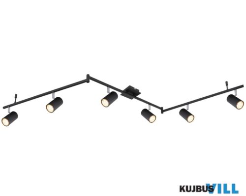 GLOBO 57910-6B ROBBY Spotlámpa mozgatható fejekkel, fém fekete. HxSzxM: 1800x100x185mm, izzók nélkül 6x GU10 35W 230V