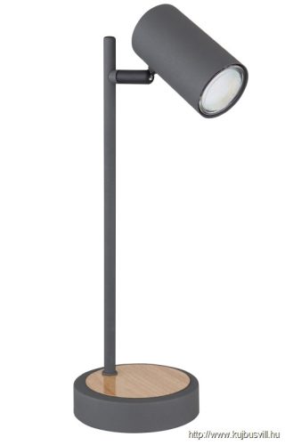GLOBO 57910TG Asztali lámpa fém grafit, fém fa megjelenés, fém grafit, ø: 120mm, M: 350mm, kábelhossz 1500mm, fényforrás nélkül szállítva  1x GU10 LED 5W 230V