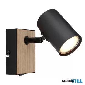   GLOBO 57911-1BW ROBBY Spotlámpa fém fekete matt, MDF fa sötét megjelenés, fém feke