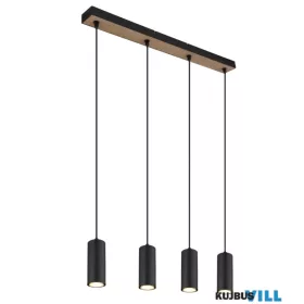   GLOBO 57911-4HBW ROBBY Függeszték  fém matt fekete, MDF fa sötét, fém matt fekete,