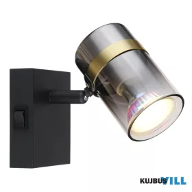   GLOBO 57916-1 TRABBY Spotlámpa fém fekete matt, füstszínű üveg, átlátszó színátme