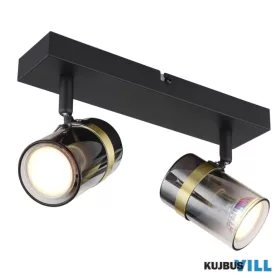   GLOBO 57916-2 TRABBY Spotlámpa fém fekete matt, füstszínű üveg, átlátszó, fém sár