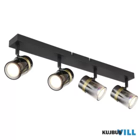   GLOBO 57916-4 TRABBY Spotlámpa fém fekete matt, füstszínű/átlátszó színátmenetes