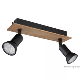  GLOBO 57998-2W DREW Spotlámpa fa sötétbarna, fém fekete matt, billenőkapcsoló el