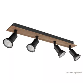   GLOBO 57998-4W DREW Spotlámpa fa sötétbarna, fém fekete matt, HxSzxM.: 500x60x90