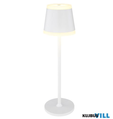 GLOBO 58433W RIDLEY Asztali lámpa fém/akril fehér matt, érintéses be/ki kapcsolás, fokozatmentes érintéses dimmer, USB-A 2.0 - USB-C, CR18650 1800mAh 3.7V, IP54