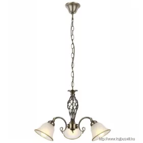   GLOBO 60208-3 ODIN Csillár antik bronz,  üveg, ø: 600, H:1200, exkl. 3xE27 60W