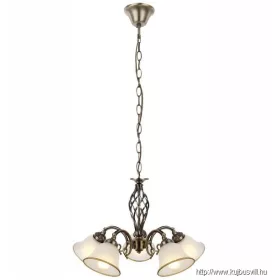   GLOBO 60208-5 ODIN Csillár antik bronz,  üveg, ø: 600, H:1200, exkl. 5xE27 60W