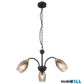   GLOBO 60297-3H GERLY Függeszték  fém fekete matt, füstszínű  üveg, fém fa megjele