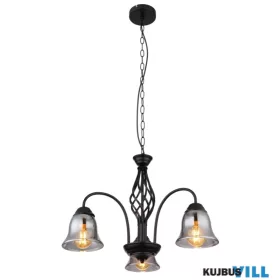   GLOBO 60298-3H GONNY Függeszték fém matt fekete, füstszínű üveg, fekete PVC kábel